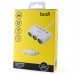 BUDI 4 USB Car Charger with 3 sockets LED ring indicator